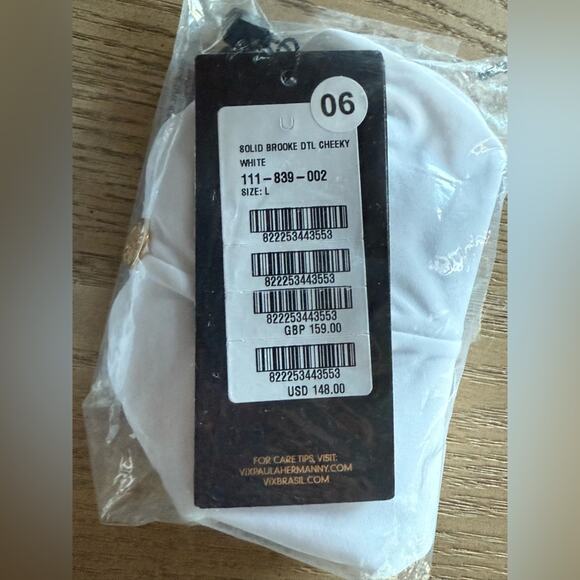 ViX Swimwear Paula Hermanny Solid BROOKE Detail Cheeky Cut Bikini Bottom White - Picture 2 of 3